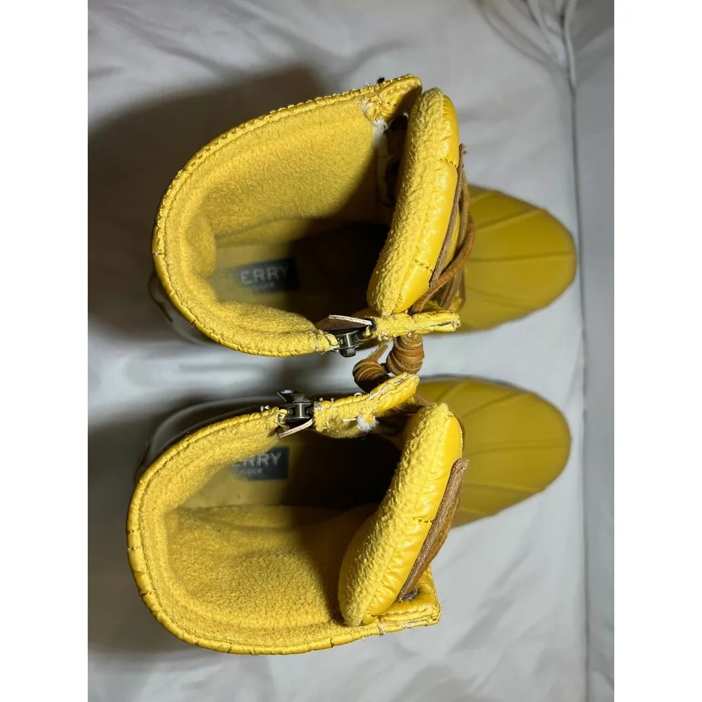 Sperry Women's Yellow Quilted‎ Duck Boots Size 7 Waterproof Fleece Lined Winter